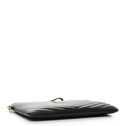Saint Laurent Calfskin Matelasse Chevron Monogram A5 Wristlet Black 4 of 7