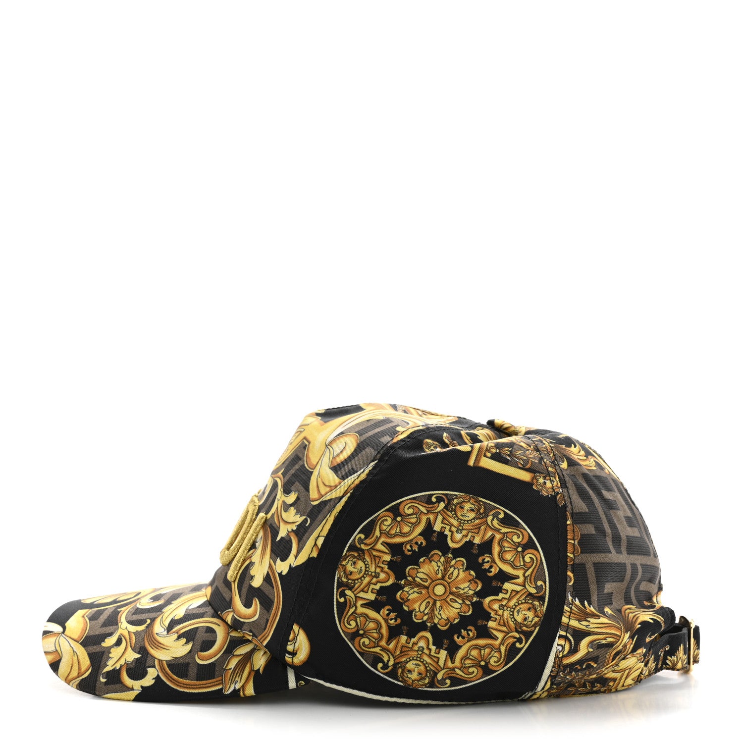 Fendi X VERSACE Silk FF Baroque Fendace Foulard Cap Gold 1742433