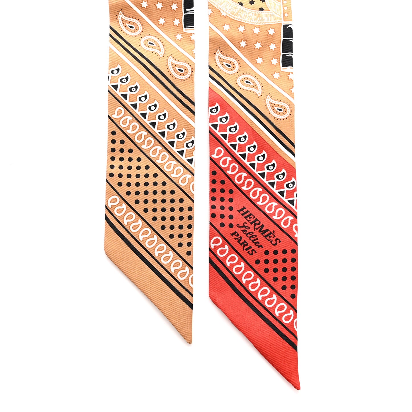Silk Eperon d'Or Bandana Twilly Beige Dore Rouge