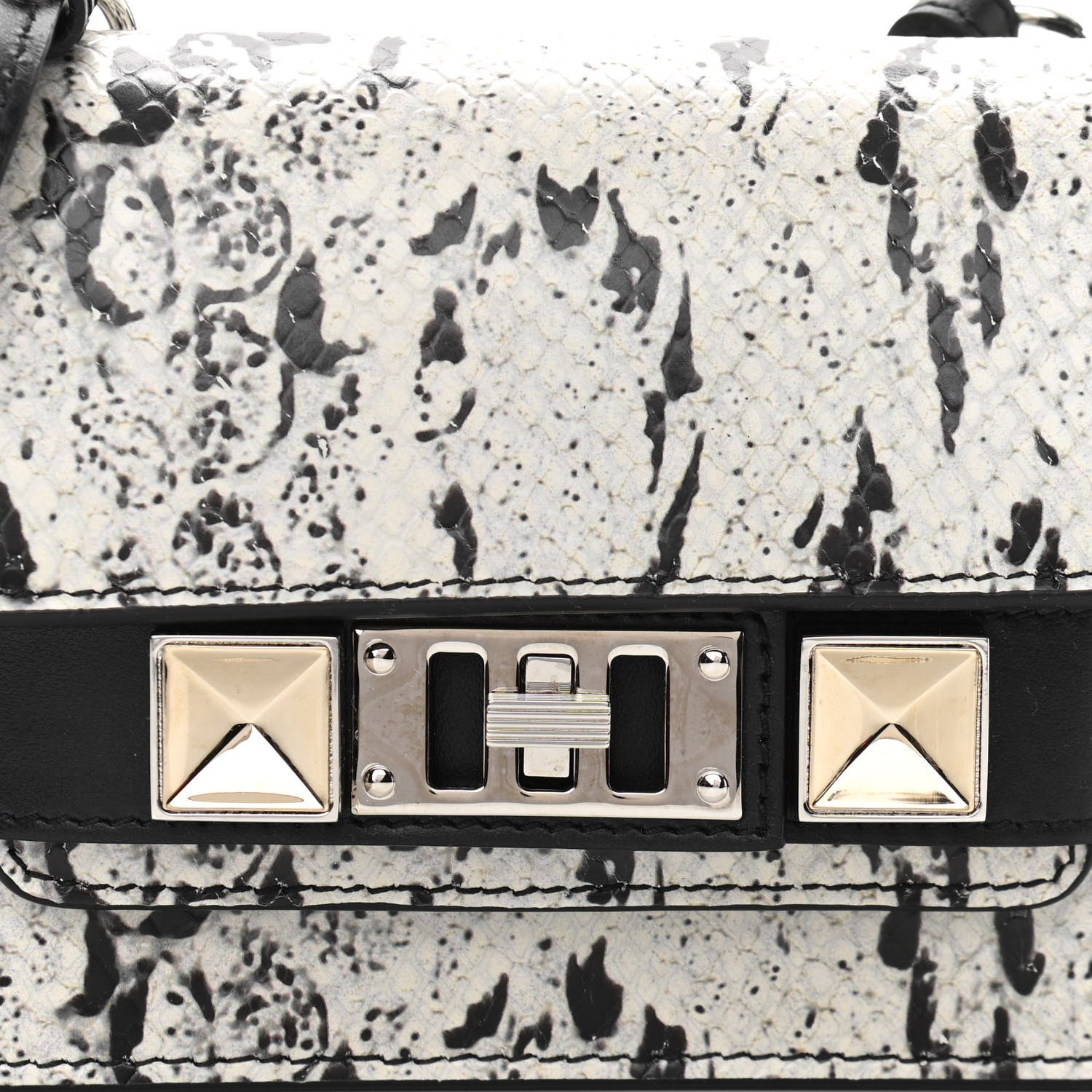 Proenza Schouler Calfskin Snakeskin Embossed Micro PS11 Belt Bag Optic White Black 8 of 10