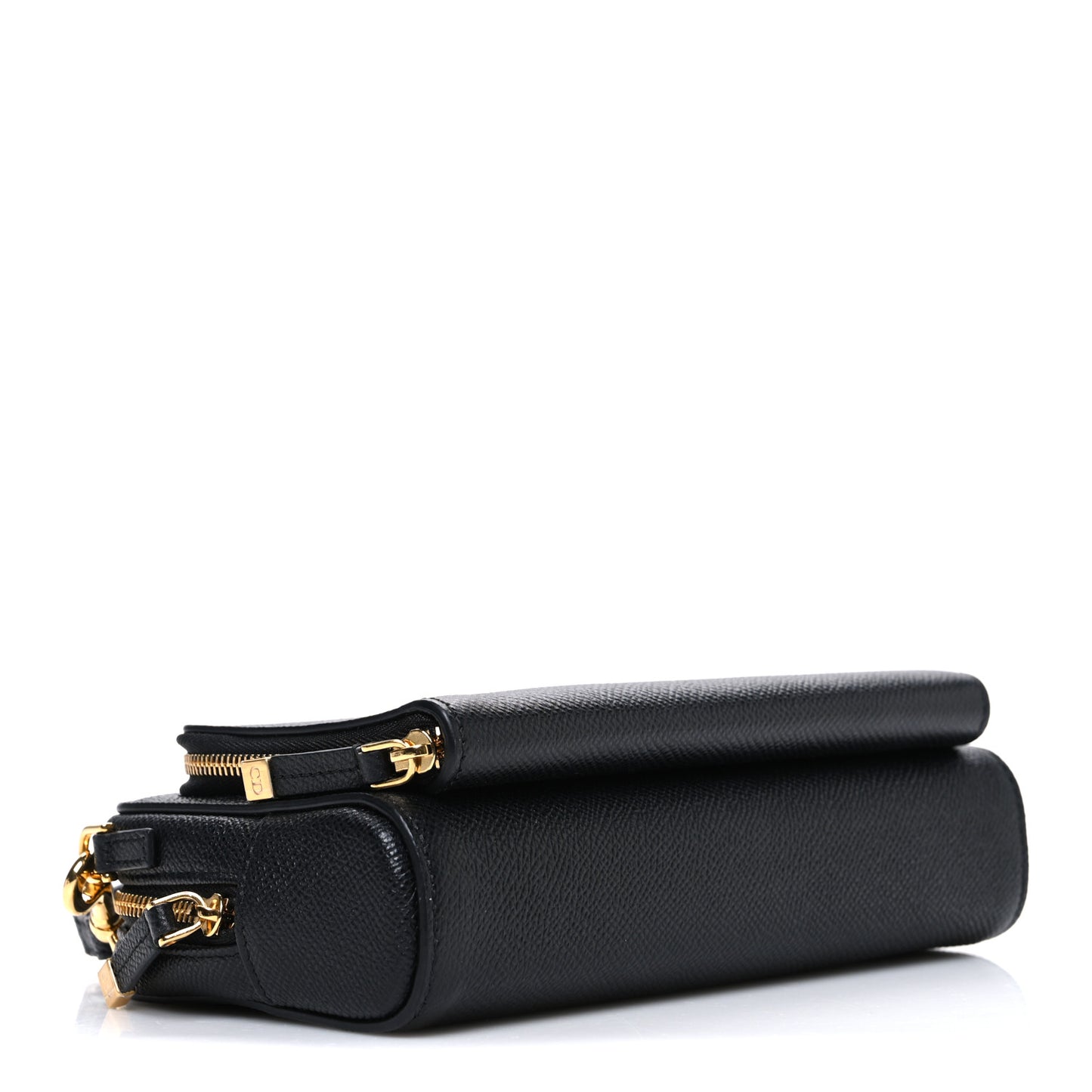 Grained Calfskin Caro Double Pouch Black