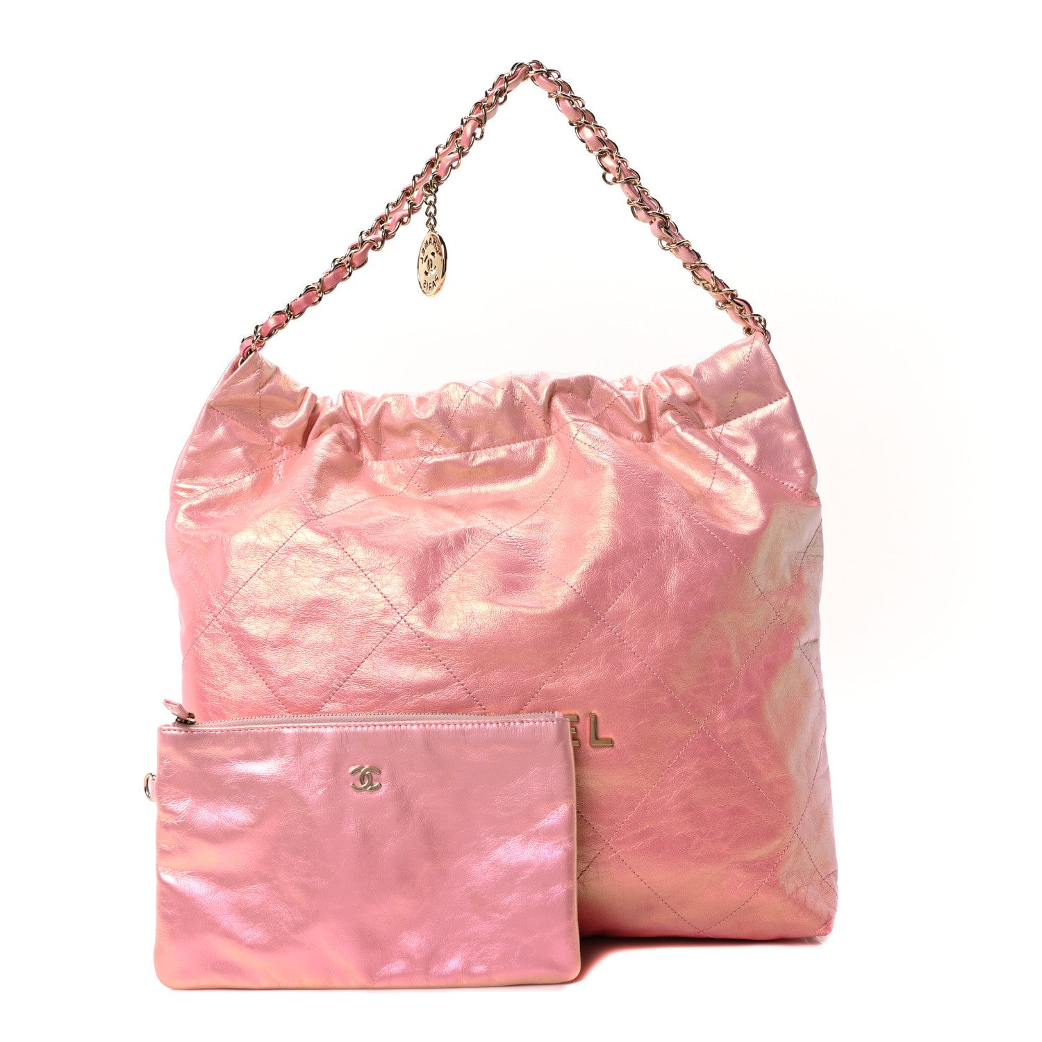 Chanel Metallic Calfskin Quilted Small Chanel 22 Pink 4 of 21