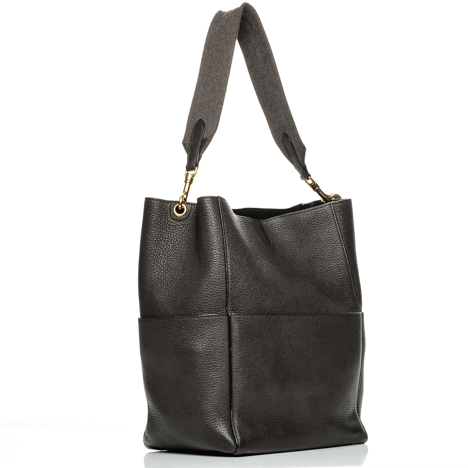 Celine Goatskin Sangle Bucket Bag Dark Taupe 3 of 6