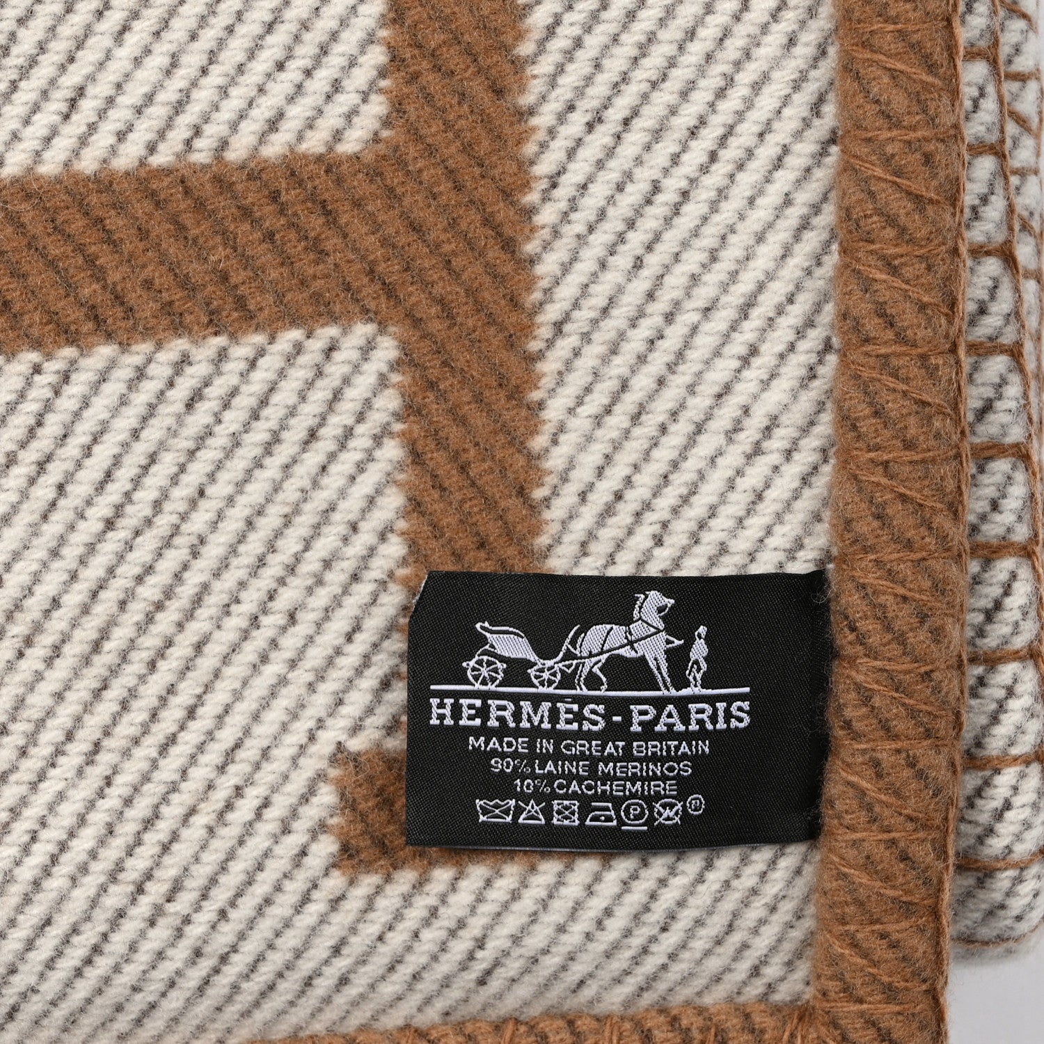 Hermes Wool Cashmere Avalon Blanket Ecru Camel 3 of 3