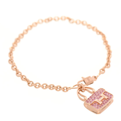 Hermes 18K Rose Gold Pink Sapphire Constance Amulettes Bracelet ST 1 of 6