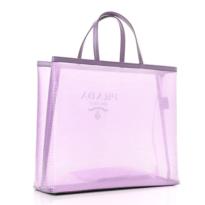 Prada Mesh Paillettes Spazzolato Logo Shopping Tote Lilium 4 of 10