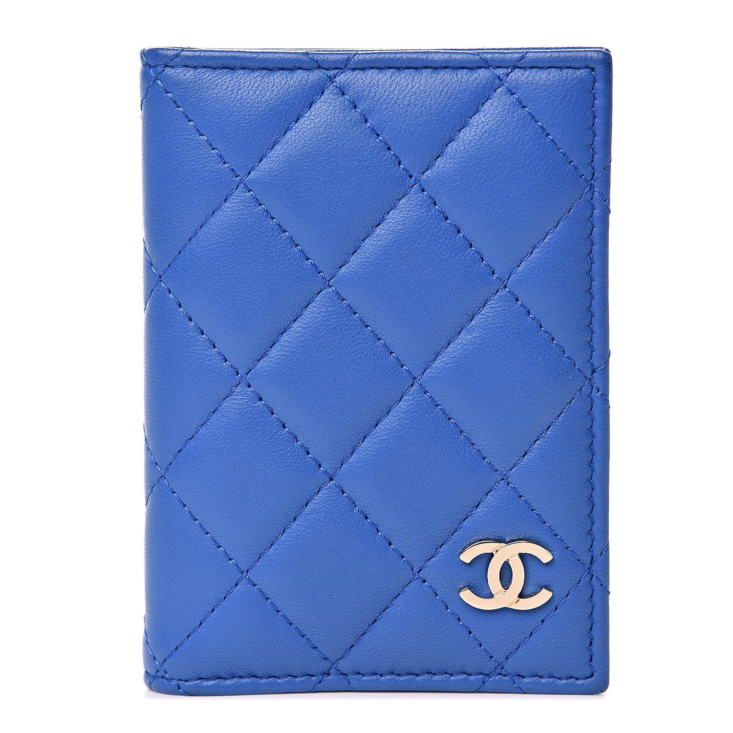 Chanel Lambskin Quilted Card Holder Wallet Blue 1 of 9