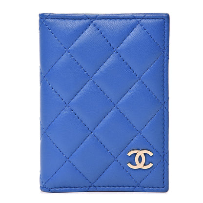 Chanel Lambskin Quilted Card Holder Wallet Blue 1 of 9