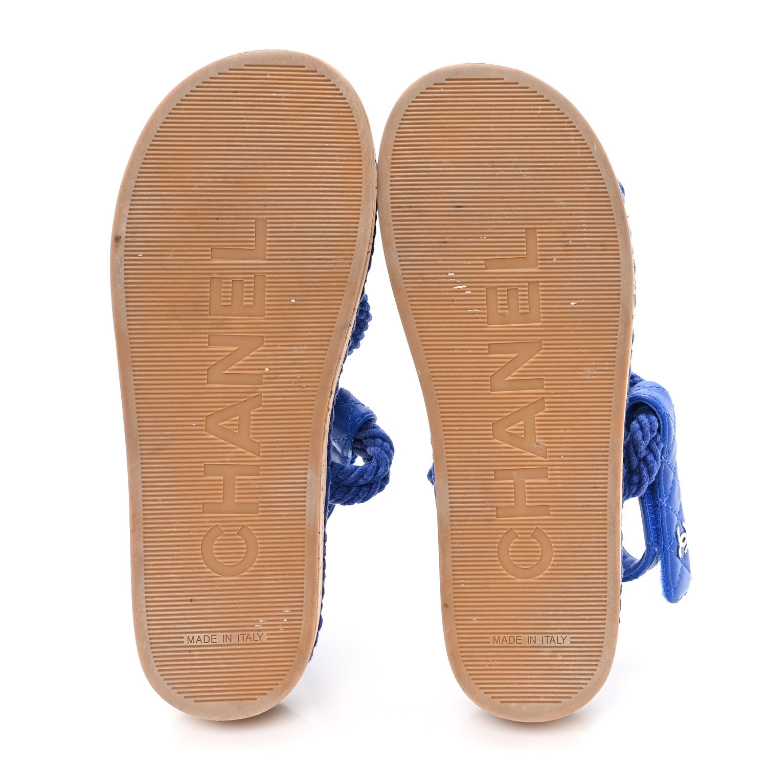 Chanel Cord Lambskin Quilted Logo Sandals 37 Blue 6 of 10