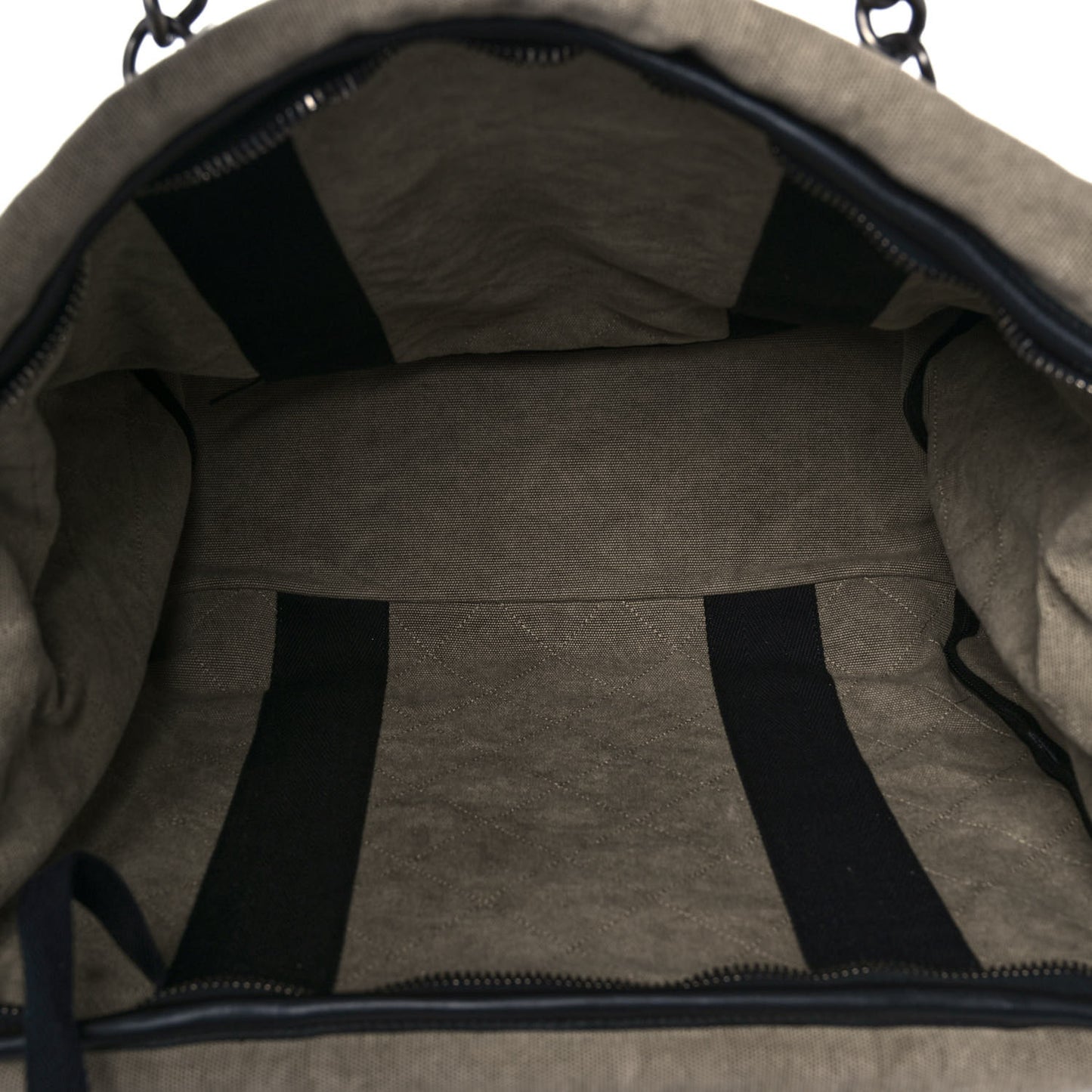 Washed Toile Calfskin Quilted Trolley Beige Black