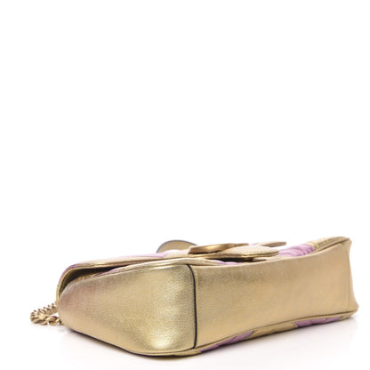 Gucci Metallic Calfskin Matelasse Small GG Marmont Shoulder Bag Gold Pink 4 of 11