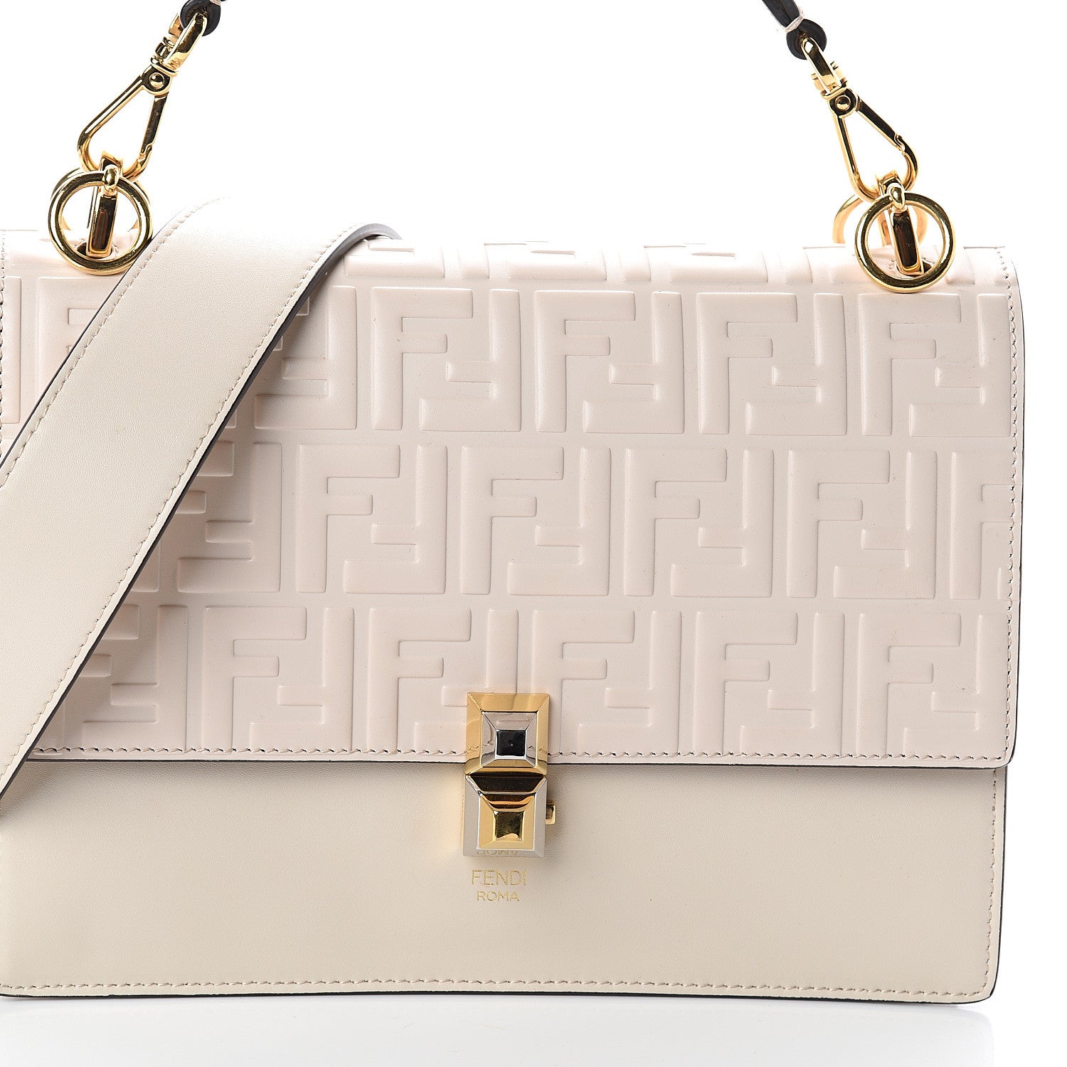 Fendi Vitello Liberty FF 1974 Embossed Kan I Shoulder Bag Camelia 7 of 9