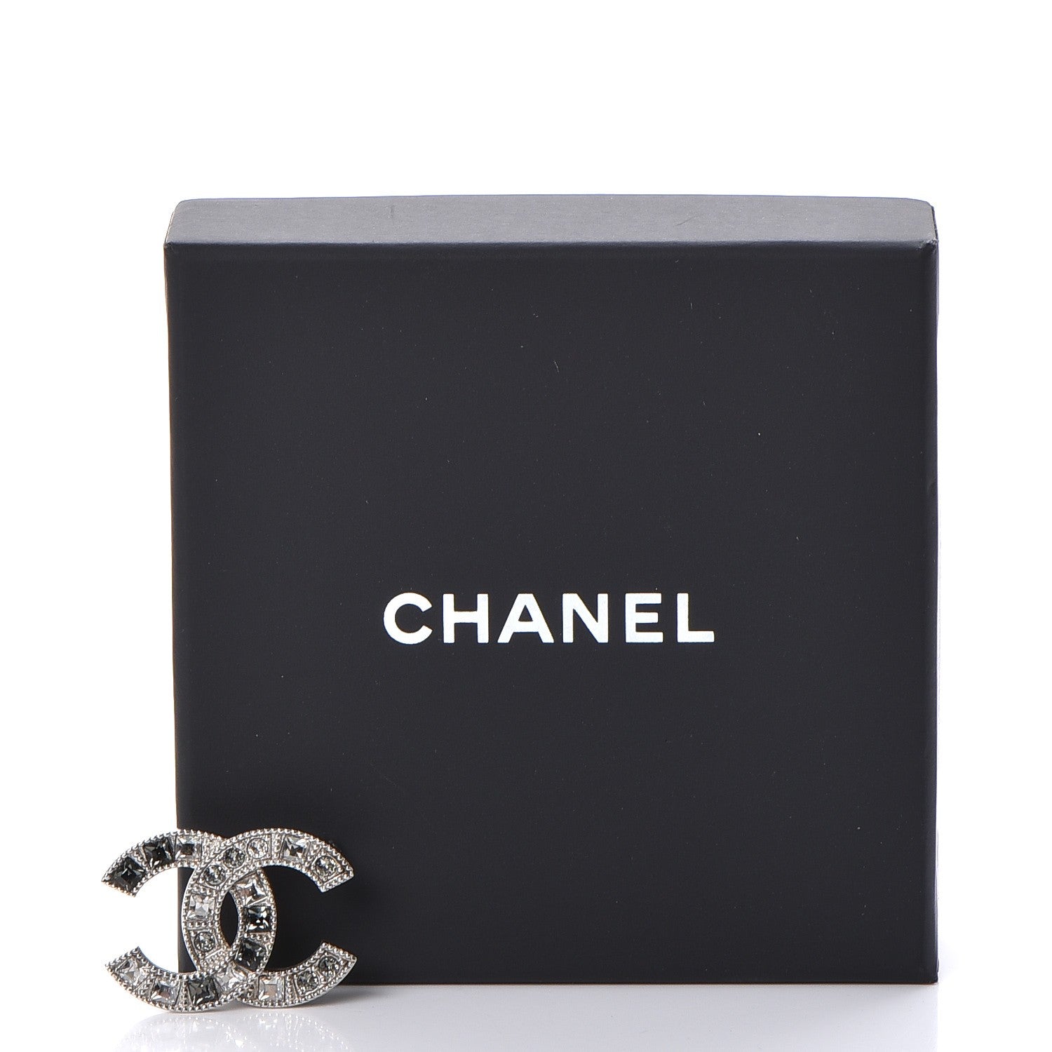 Chanel Crystal Baguette CC Brooch Grey Silver 5 of 5