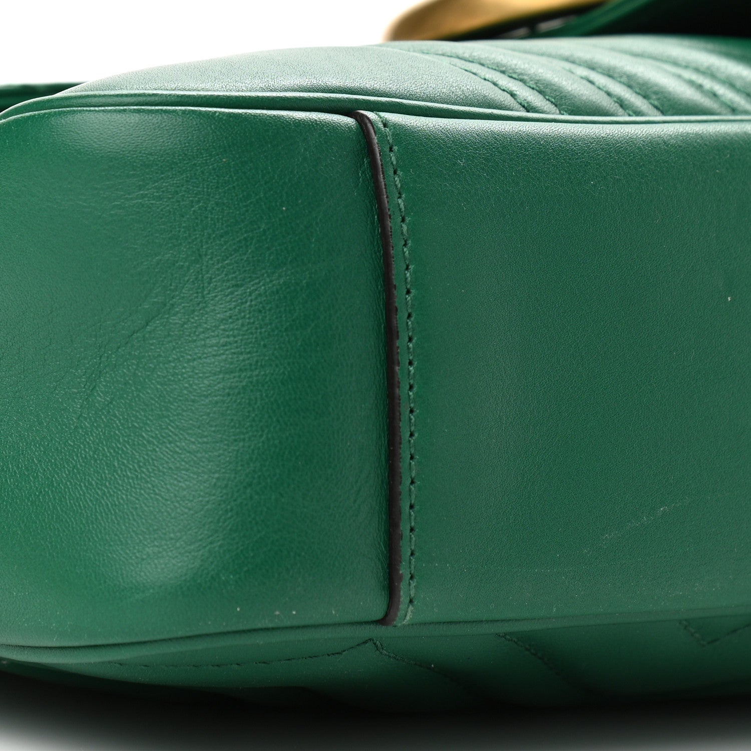 Gucci Calfskin Matelasse Medium GG Marmont Shoulder Bag Emerald Green 9 of 11