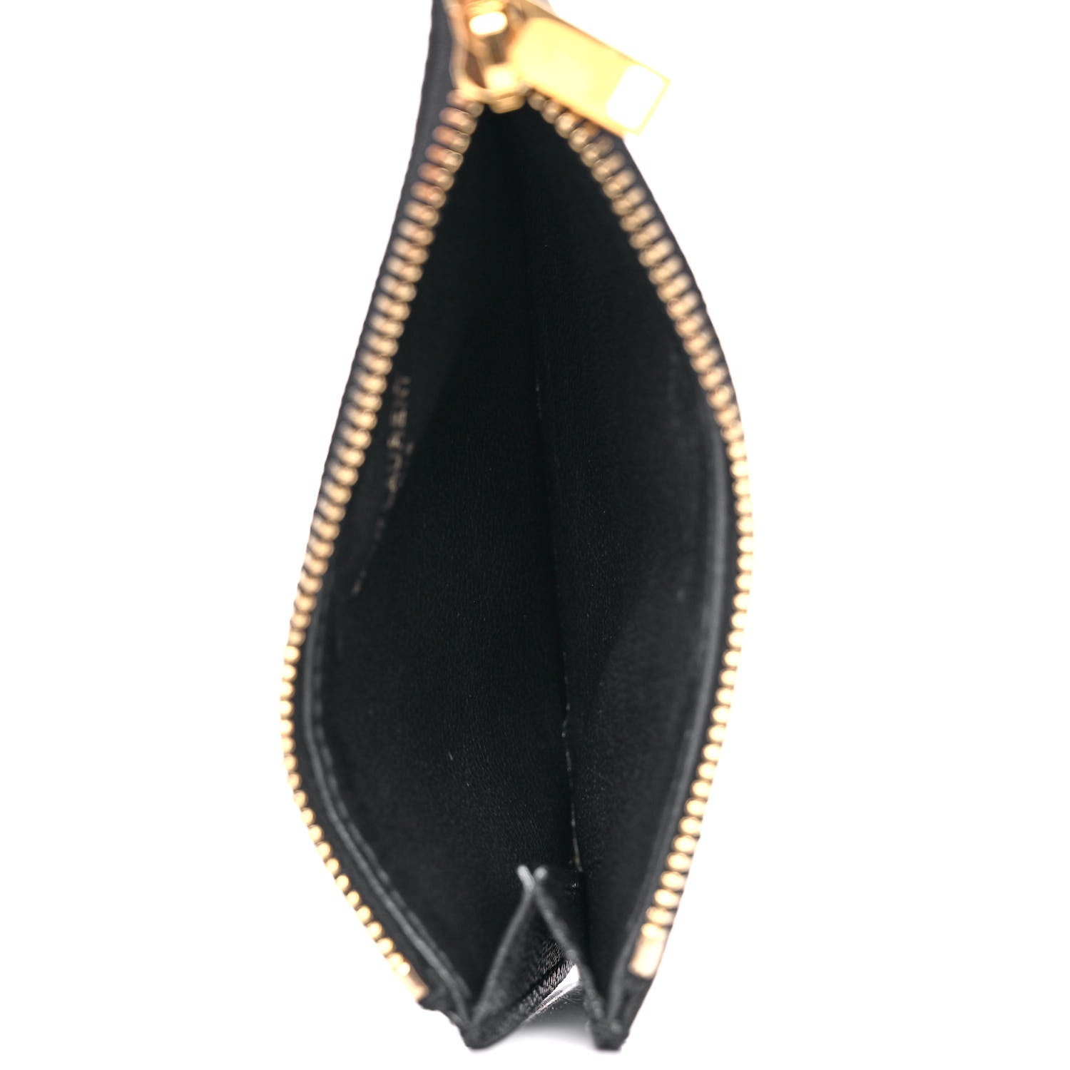 Saint Laurent Grain De Poudre Matelasse Chevron Monogram Fragments Zippered Card Case Black 5 of 9