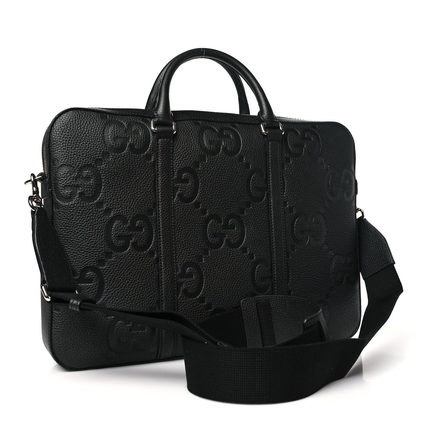 Gucci Piuma Calfskin Jumbo GG Embossed Briefcase Black 3 of 10