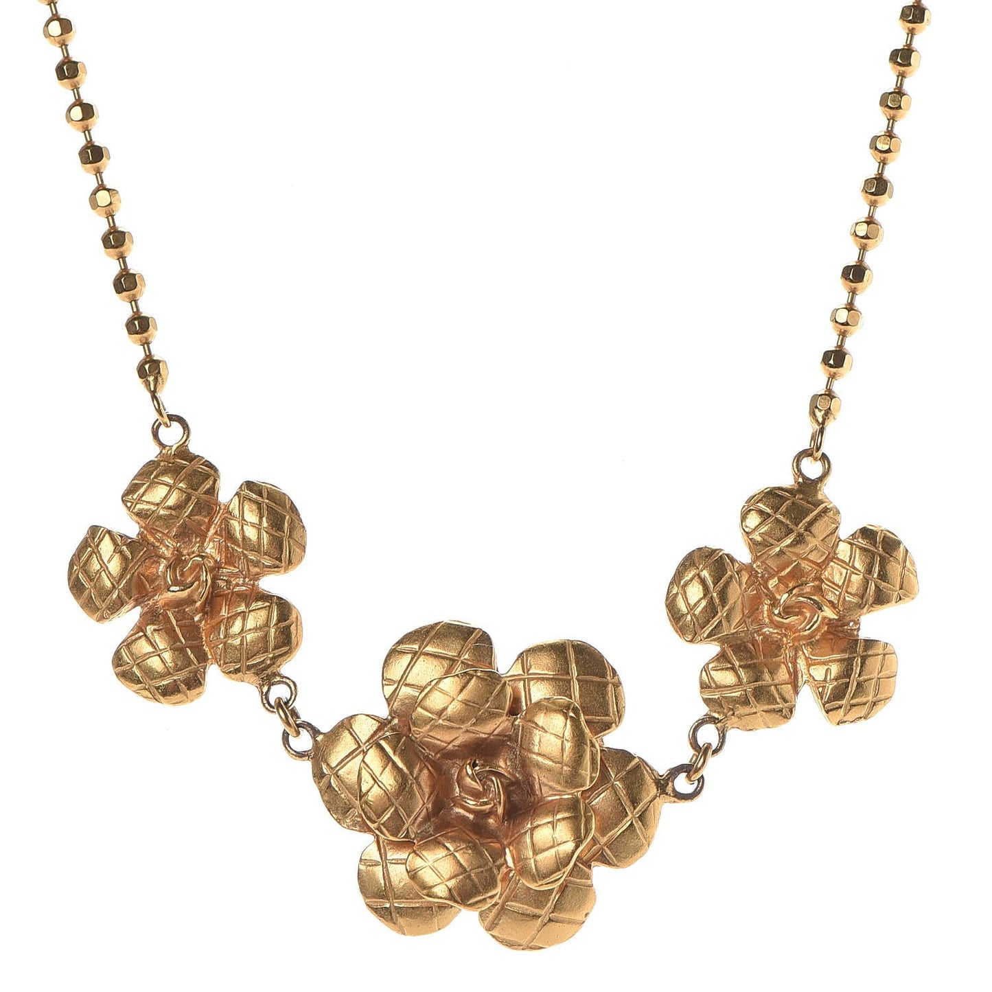 Quilted Camellia Necklace Gold