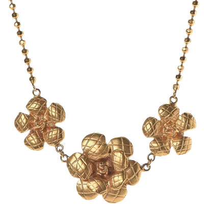 Chanel Quilted Camellia Necklace Gold 1 of 5