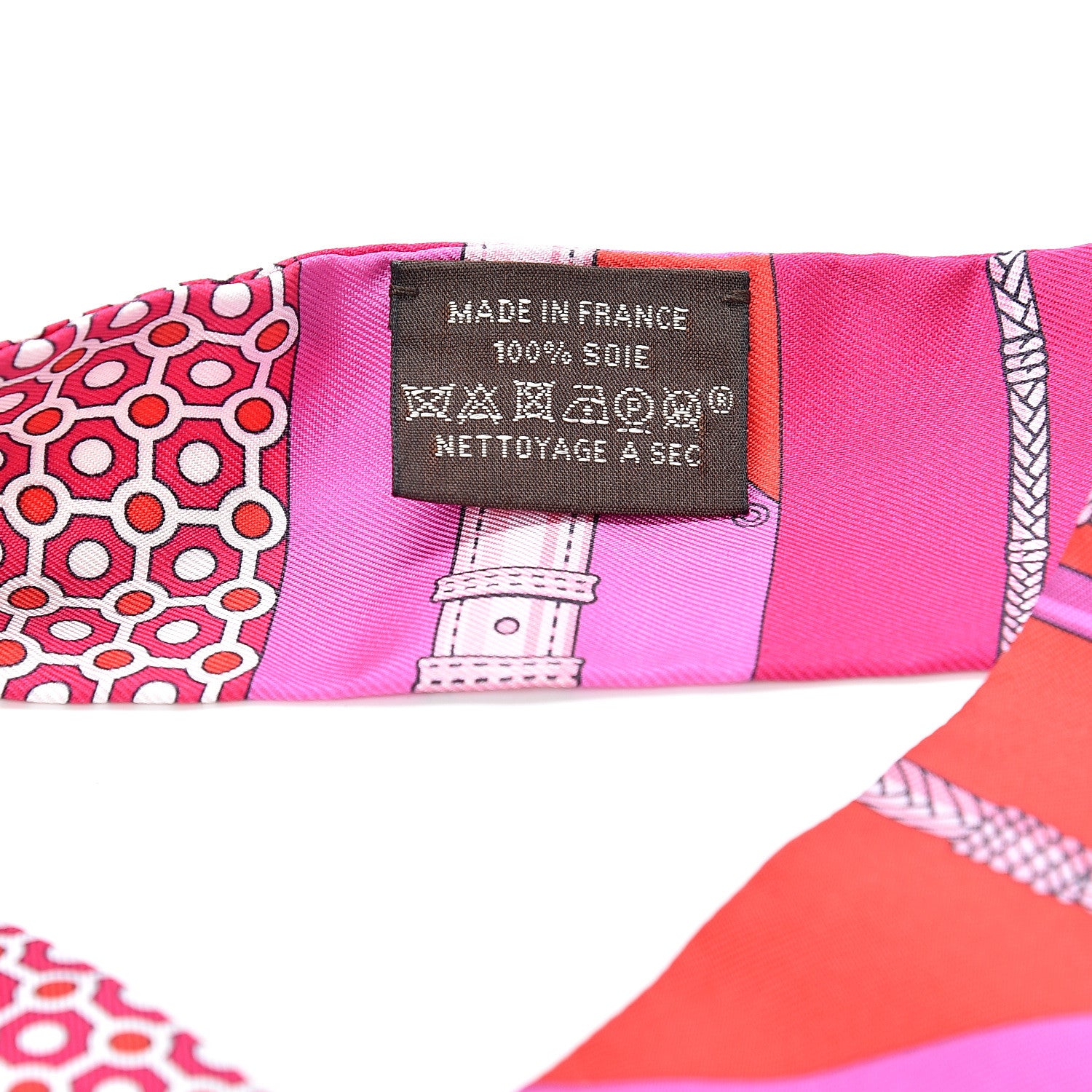 Hermes Silk Clic Clac Modern Cannage Twilly Fuchsia Rouge Rose 2 of 4
