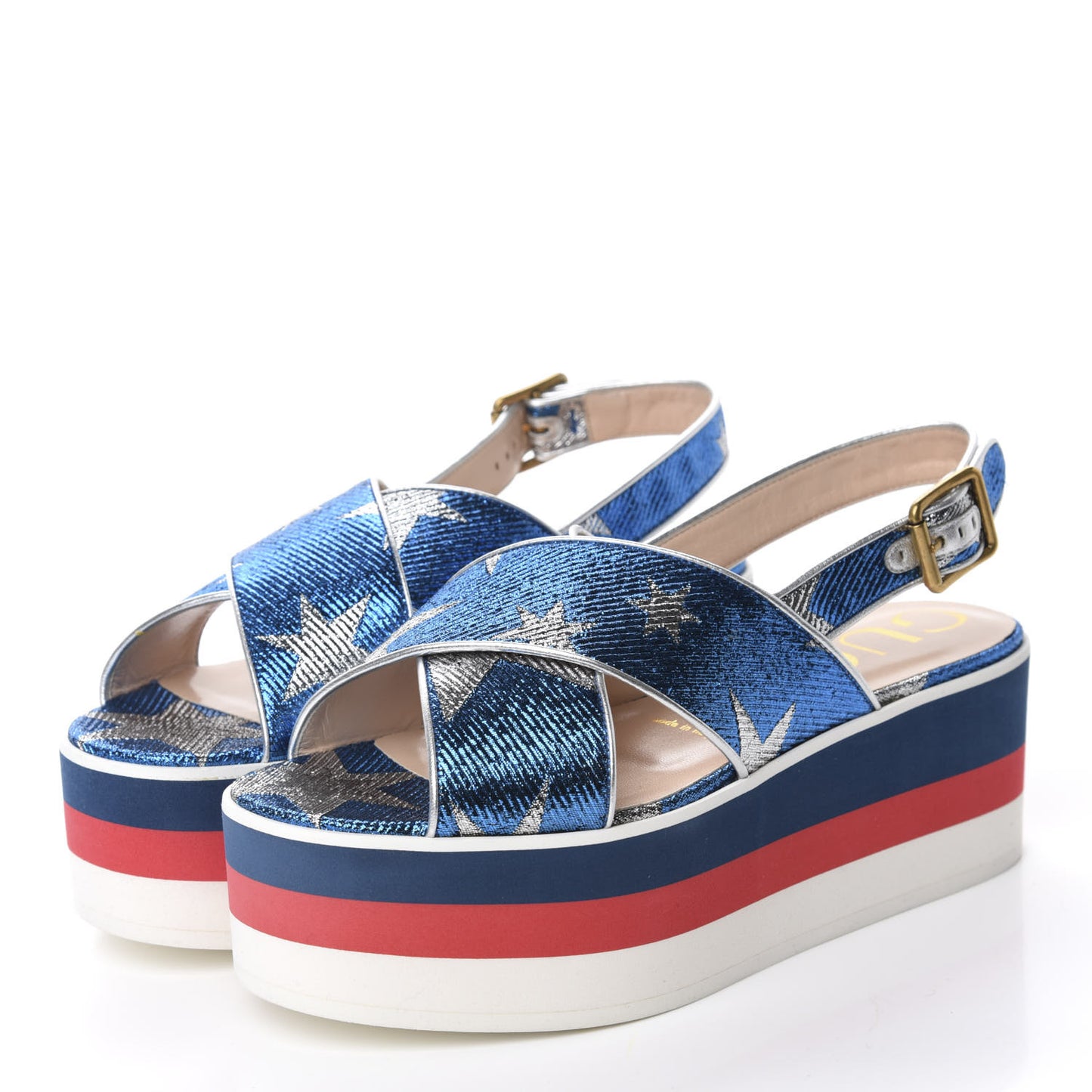 Lurex Starry Sky Crossover Platform Sandals 37.5 Bleuette Silver