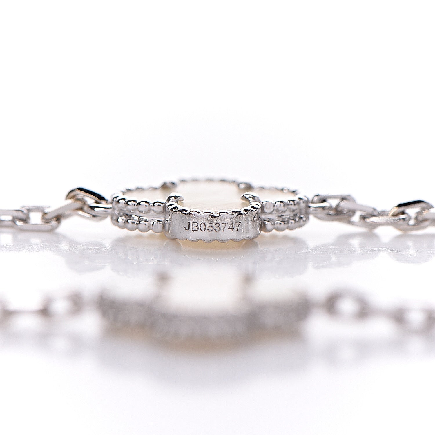 Van Cleef & Arpels 18K White Gold Mother of Pearl 10 Motifs Vintage Alhambra Necklace 7 of 8