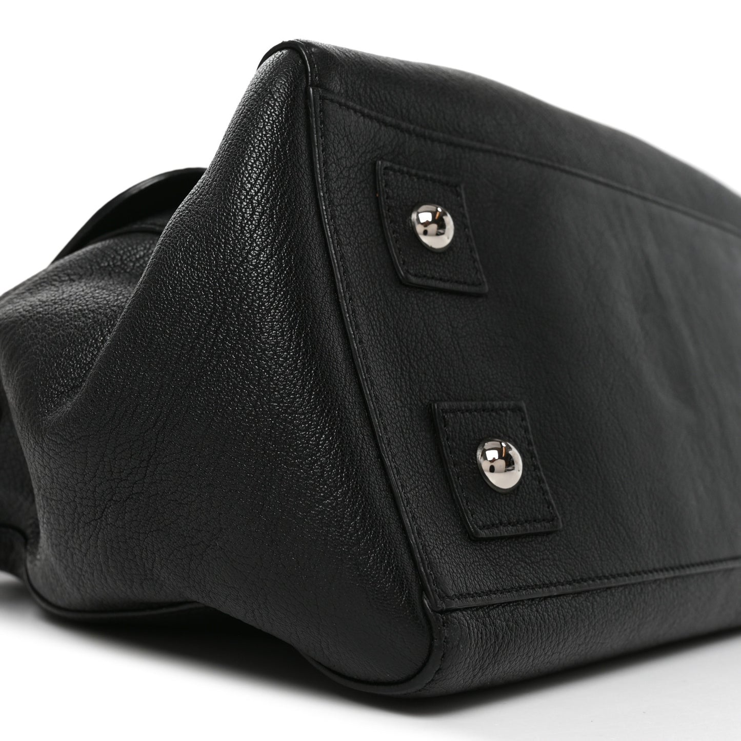 Glossy Goatskin Medium Del Rey Satchel Black