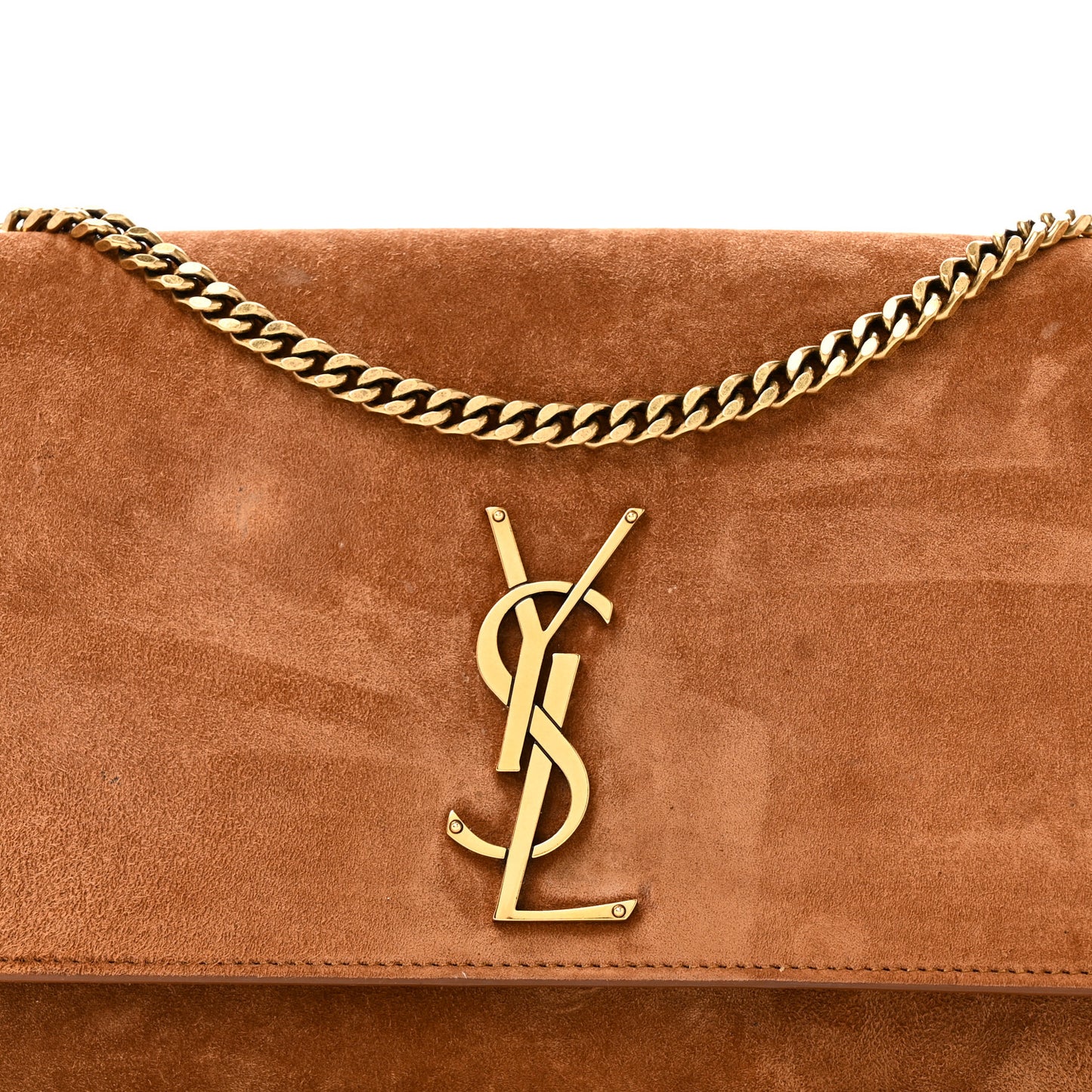 Suede Small Monogram Kate Satchel Macaron