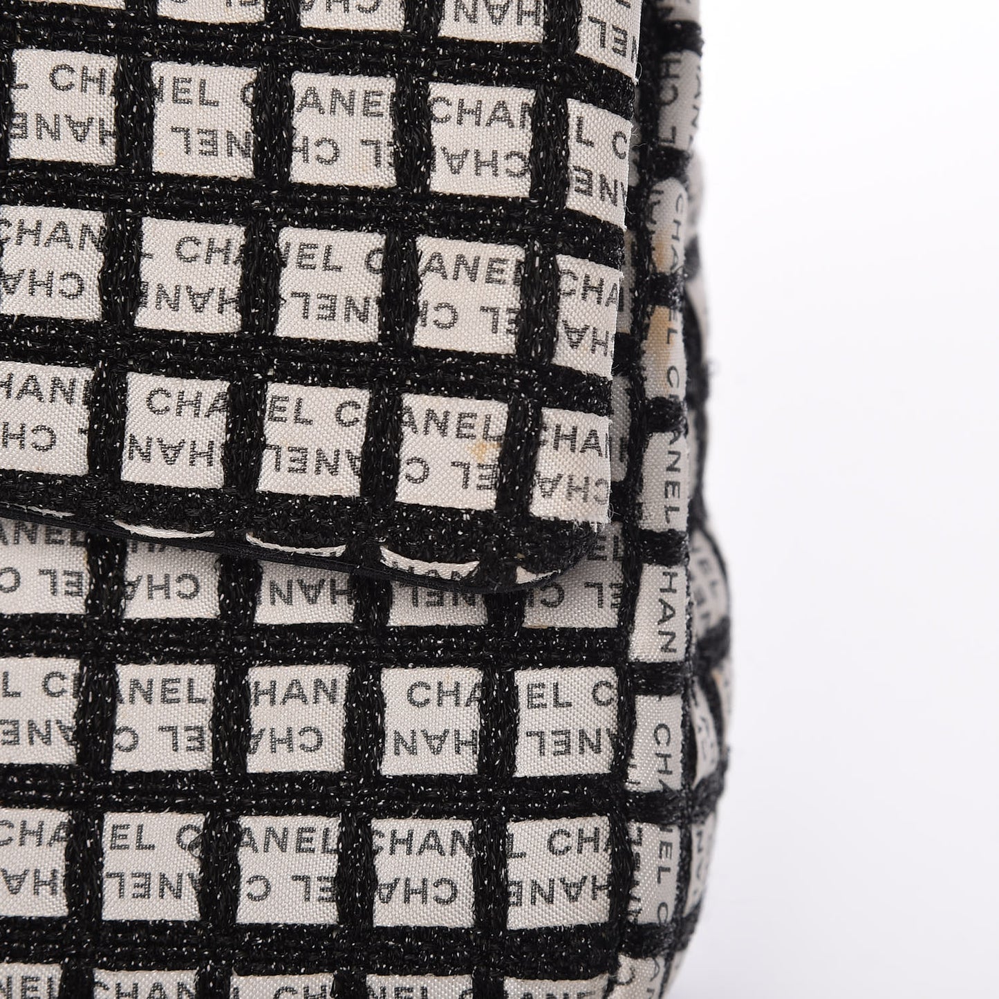 Ribbon Tweed Medium Double Flap Black White