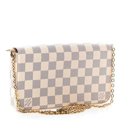 Louis Vuitton Damier Azur Pochette Felicie Chain Wallet Rose Ballerine 4 of 10