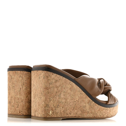 Jimmy Choo Soft Nappa Narisa 90 Wedge Mules 37.5 Cuoio 5 of 10