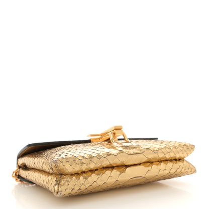 Tom Ford Laminated Snakeskin Embossed Mini Monarch Bag Dark Gold 4 of 9