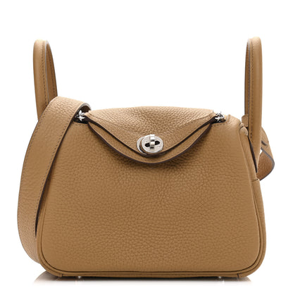 Hermes Taurillon Clemence Mini Lindy 20 Biscuit 1 of 10