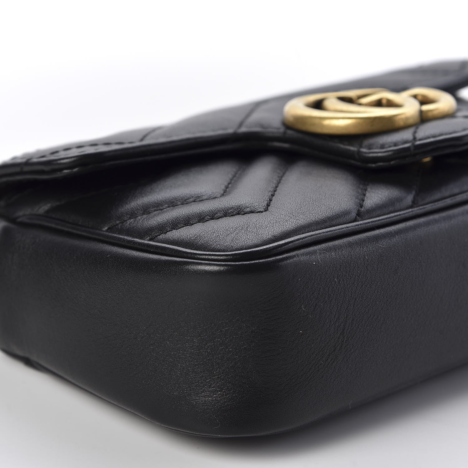 Gucci Calfskin Matelasse Super Mini GG Marmont Shoulder Bag Black 5 of 10