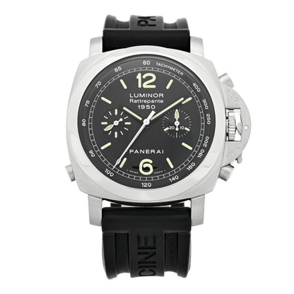 Panerai Stainless Steel Rubber 44mm Luminor Rattrapante 1950 Automatic Watch Black PAM00213 1 of 5