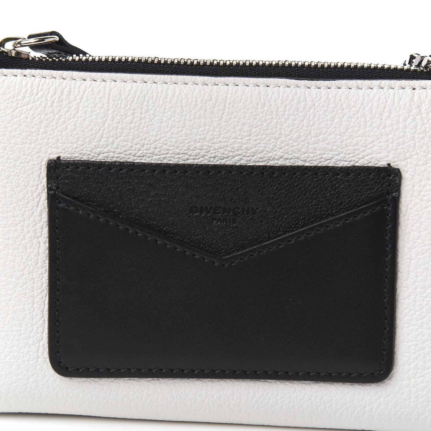 Calfskin Duetto Pouch Black White