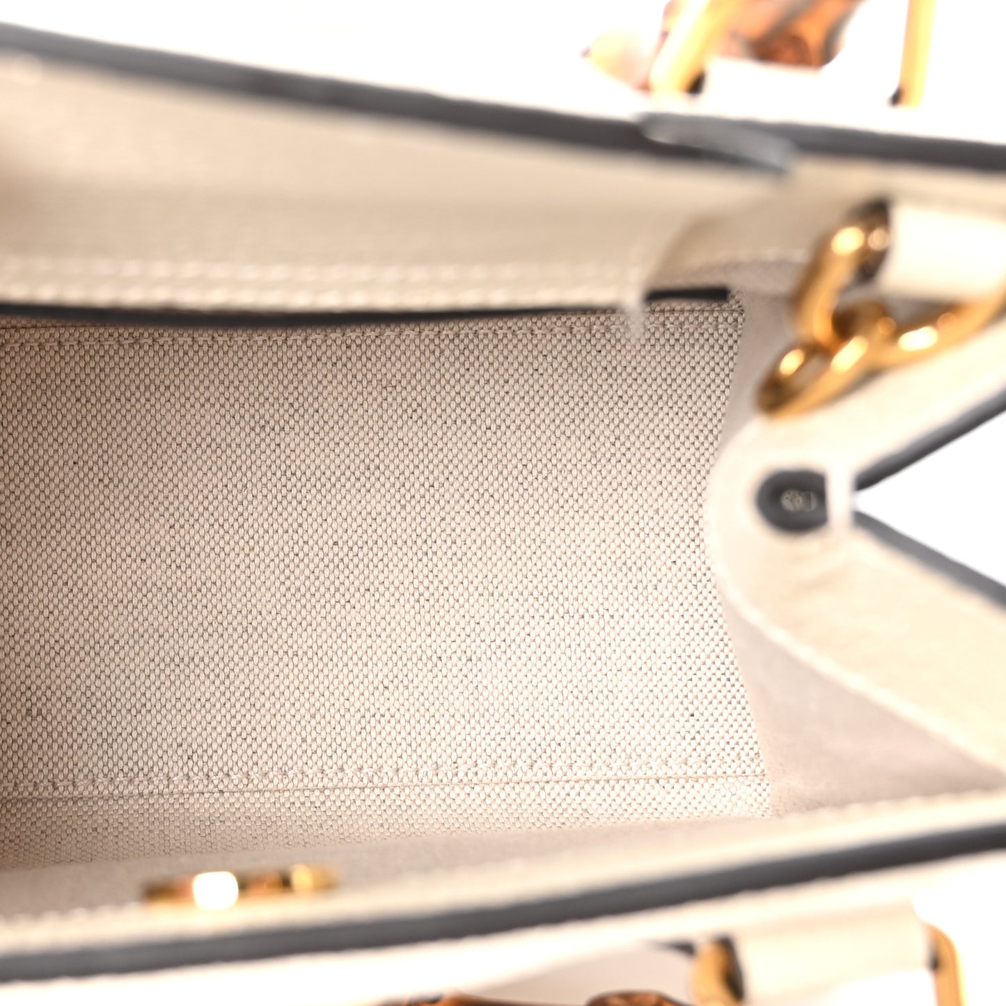 Monogram Jumbo GG Textured Dollar Calfskin Web Mini Diana Tote Bag Off White