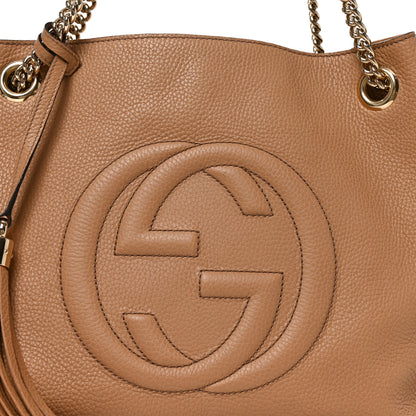 Gucci Pebbled Calfskin Medium Soho Chain Shoulder Bag Camelia 7 of 9