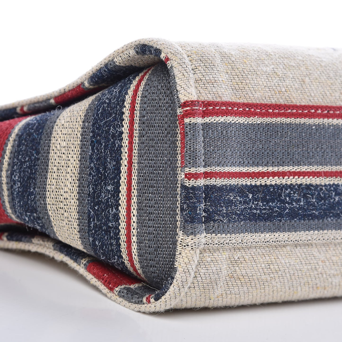 Striped Canvas Small Deauville Tote Beige