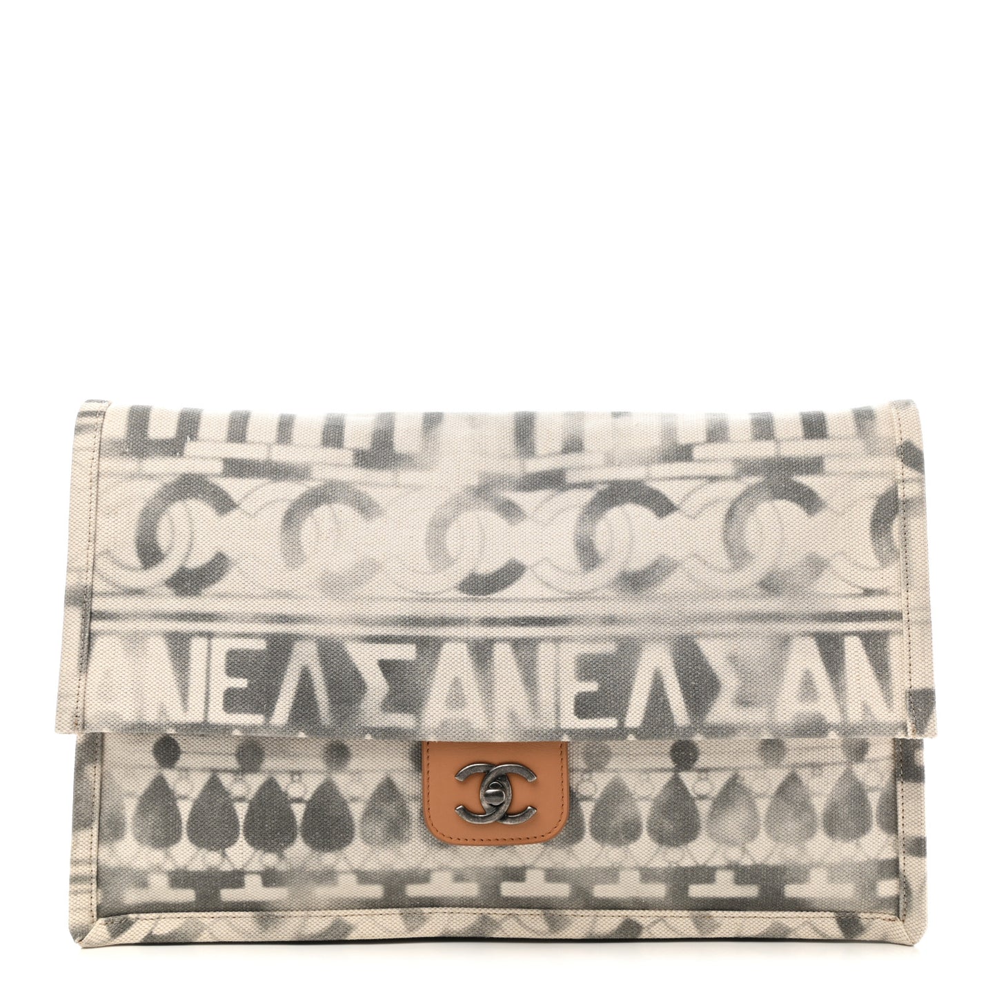 Canvas Iliad Flap Clutch Beige