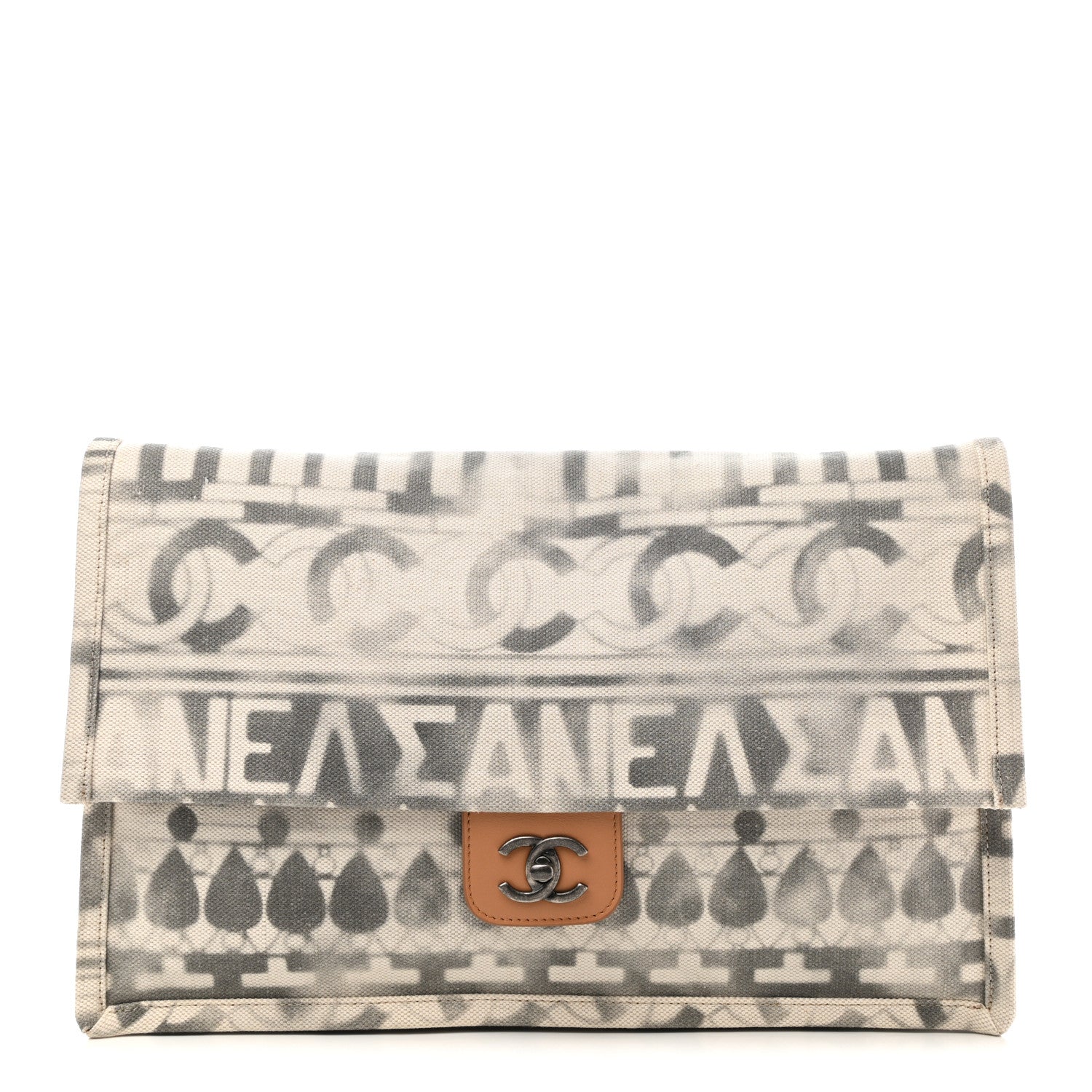 Chanel Canvas Iliad Flap Clutch Beige 1 of 9