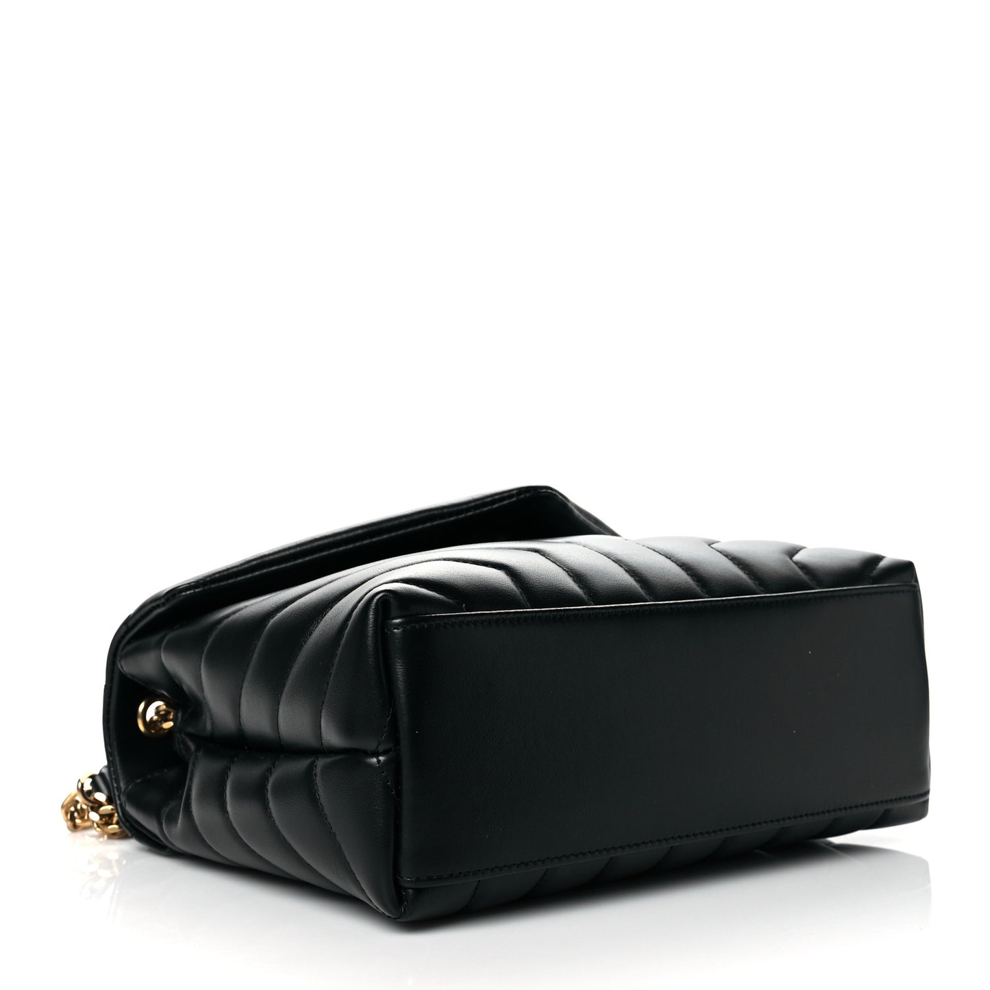 Calfskin Y Quilted Monogram Small Loulou Chain Satchel Black