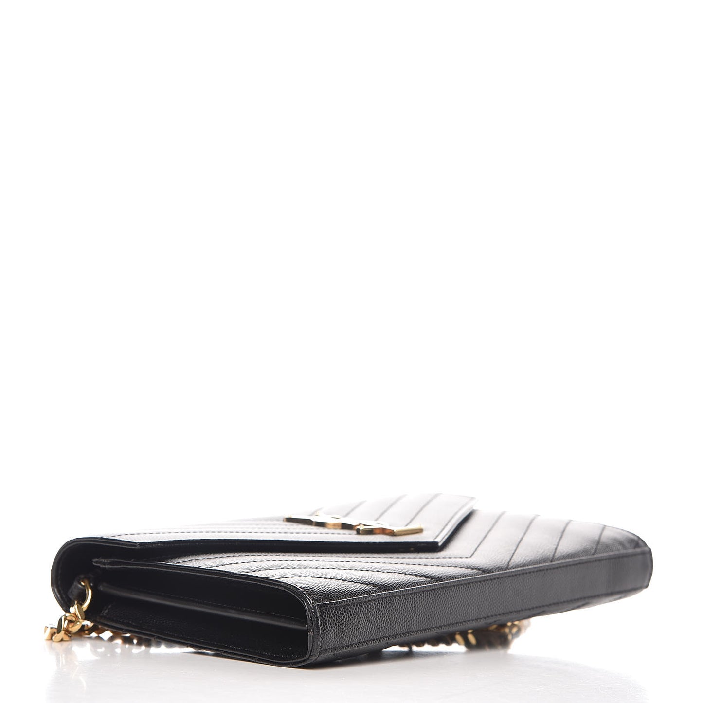 Grain De Poudre Matelasse Chevron Monogram Chain Wallet Black