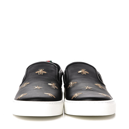 Gucci Calfskin Miro Soft Bee Star Embroidered Mens Dublin Slip On Sneakers 6.5 Black 2 of 11