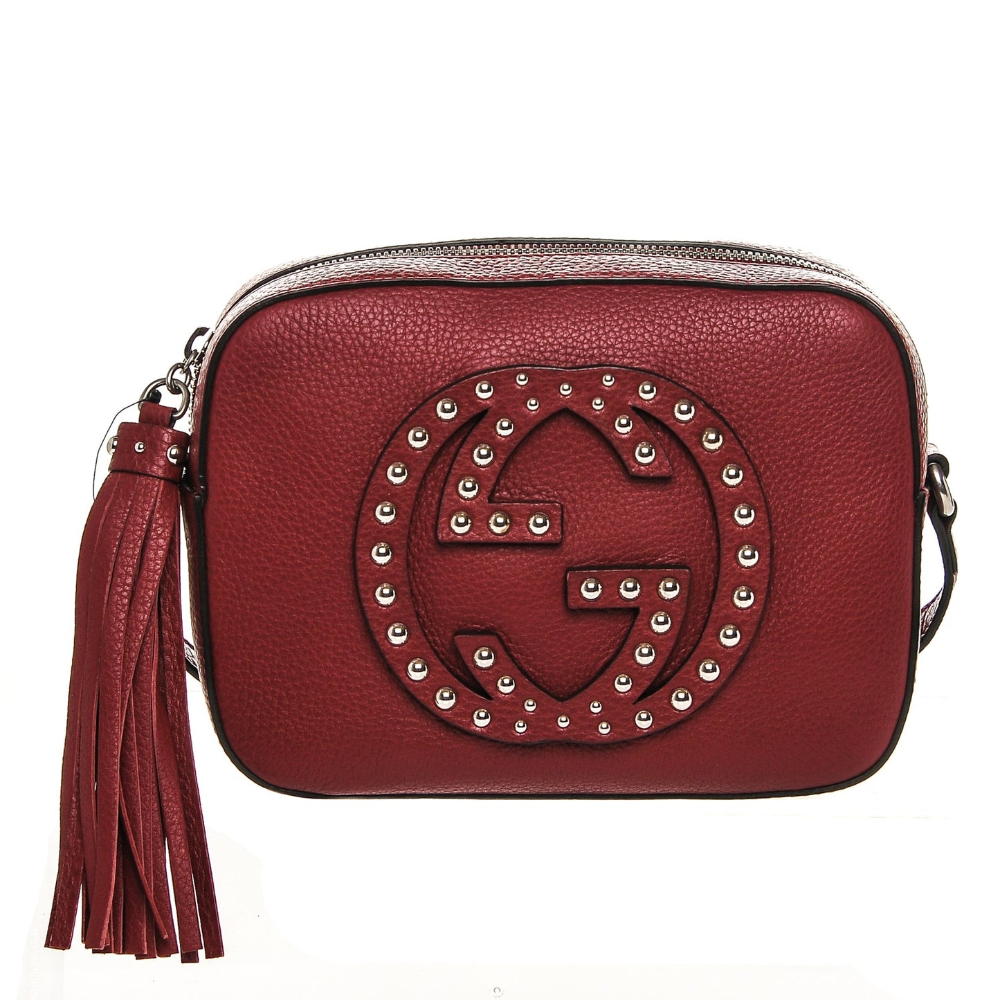 Pebbled Calfskin Studded Small Soho Disco Bag Soft Burgundy