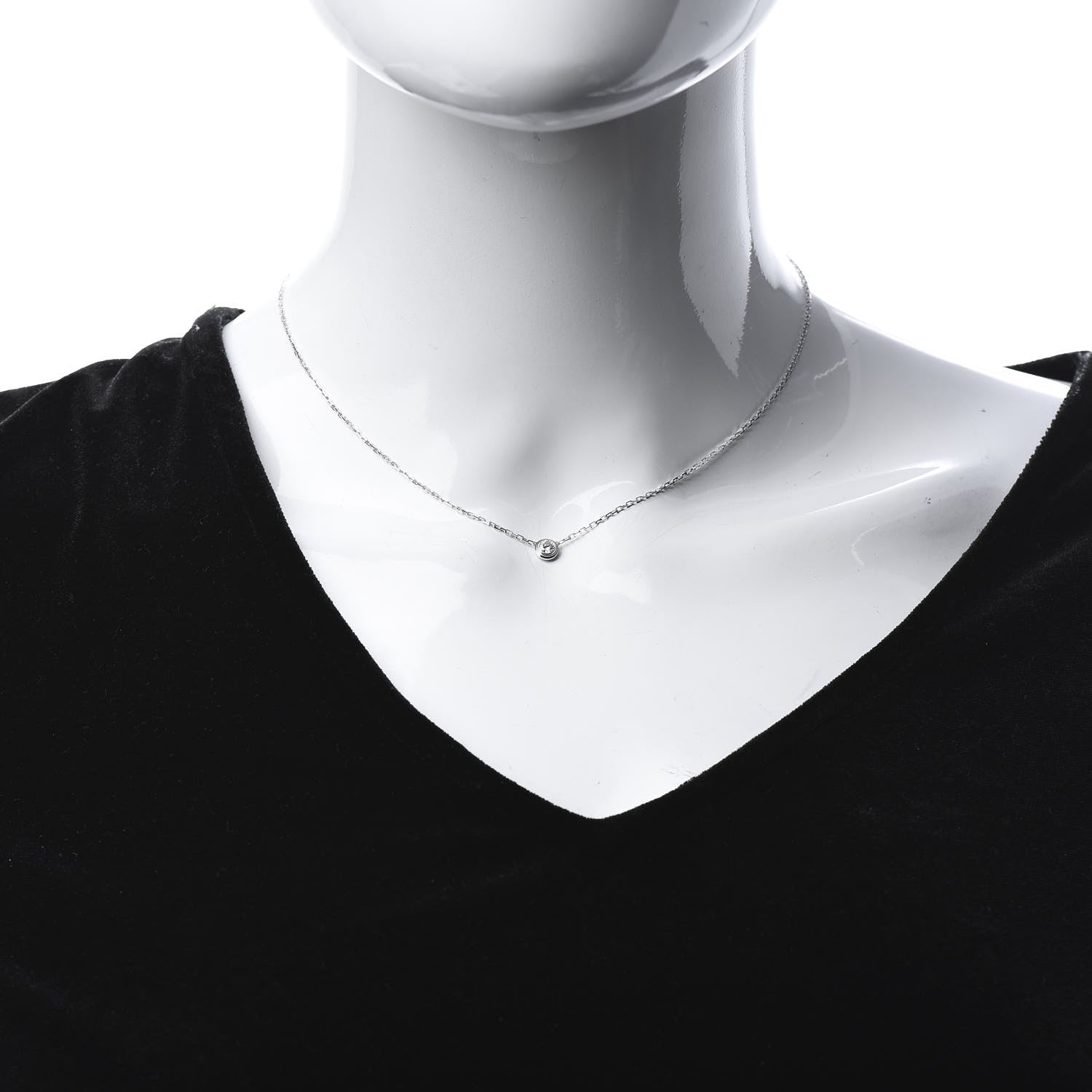 Cartier 18K White Gold Diamond LM D'Amour Pendant Necklace 2 of 5