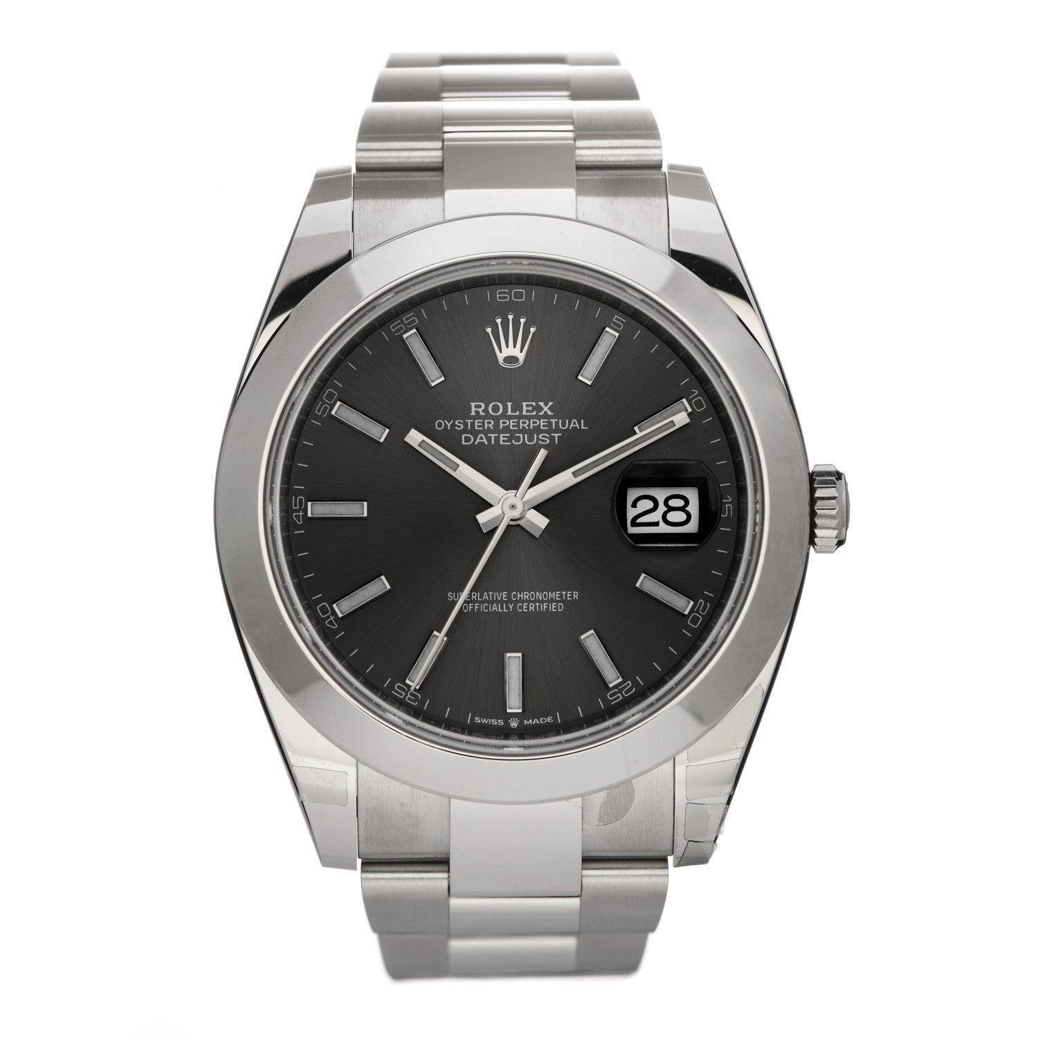 Rolex Stainless Steel 41mm Oyster Perpetual Datejust Watch Slate 126300 1 of 5