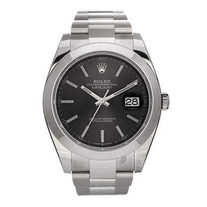 Rolex Stainless Steel 41mm Oyster Perpetual Datejust Watch Slate 126300 1 of 5
