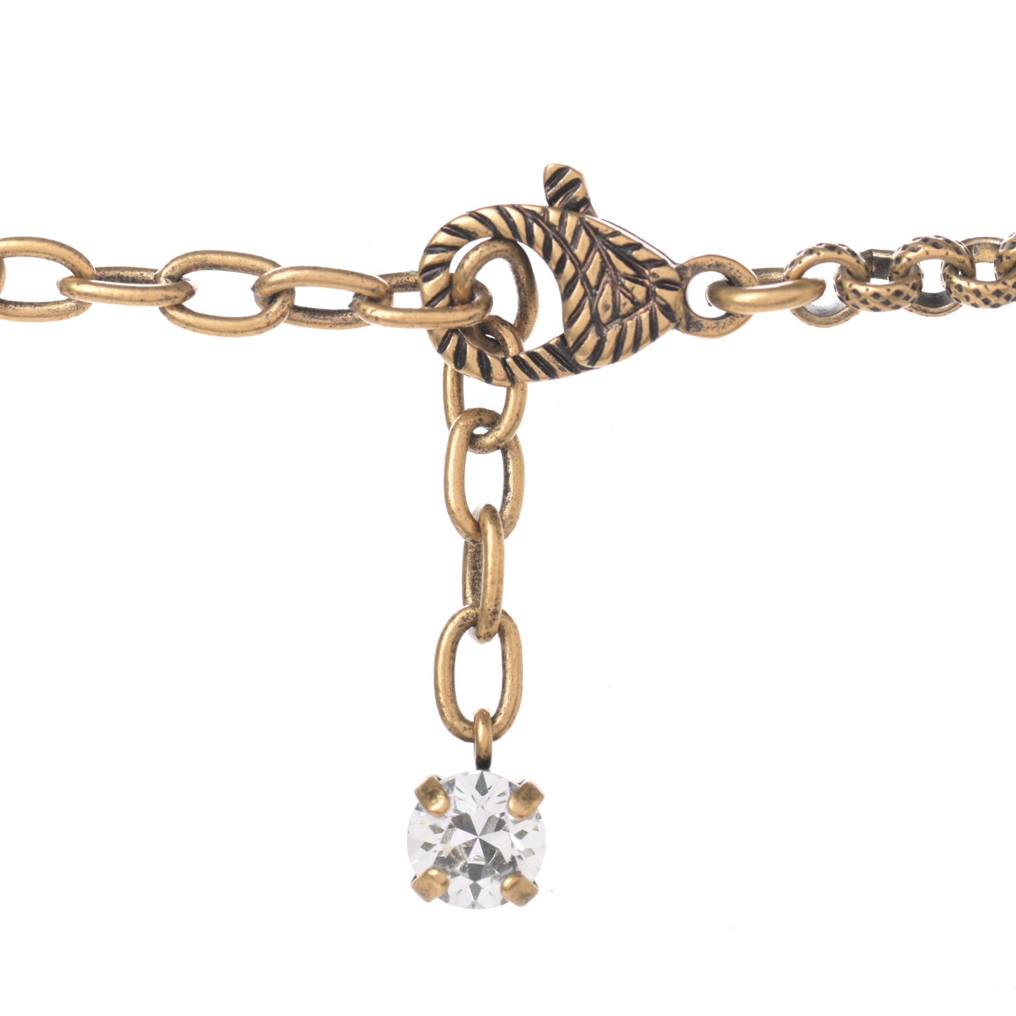 Crystal Embellished Double G Necklace Aged Gold