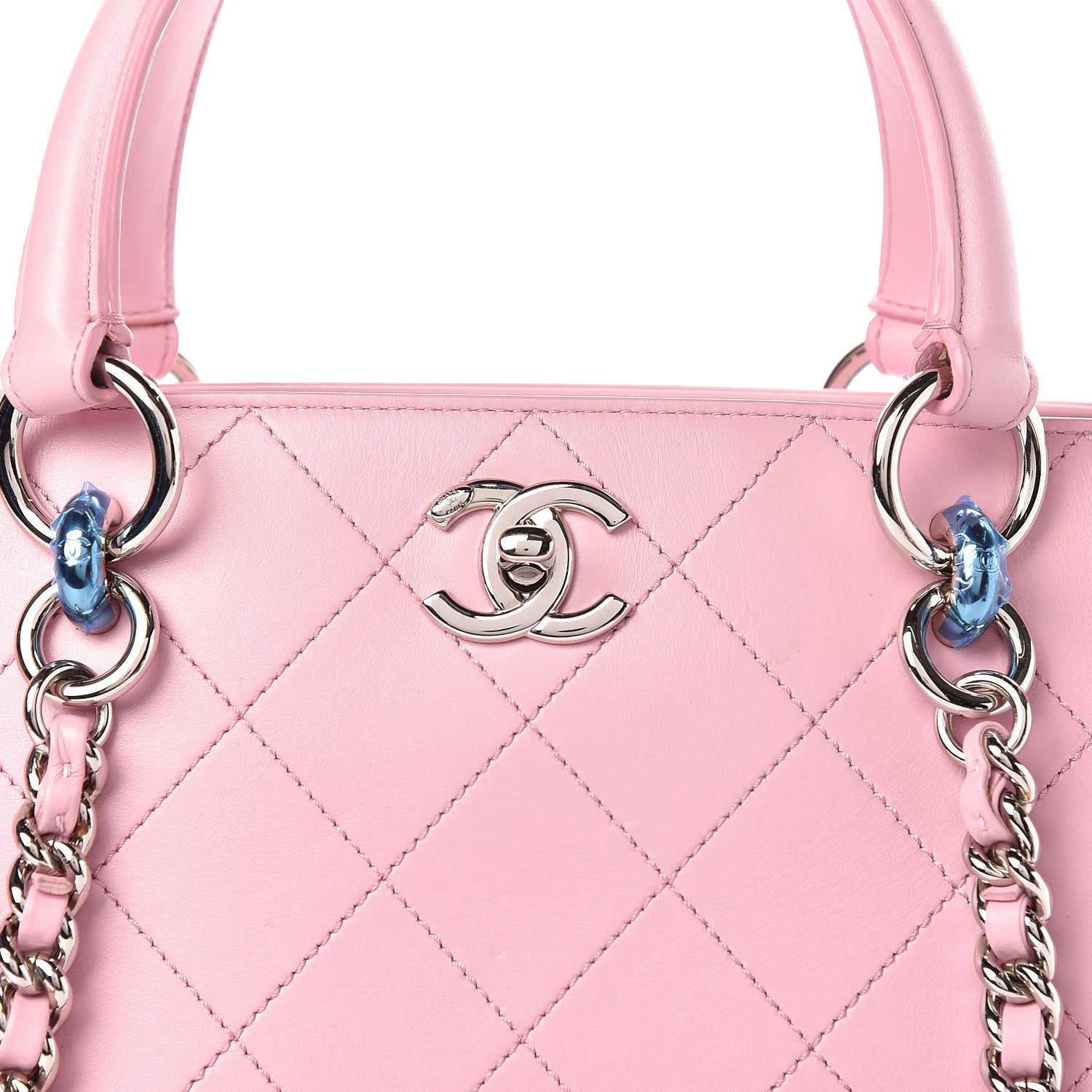 Chanel Calfskin Stitch Medium Ring My Bag Shopping Tote Pink 8 of 11