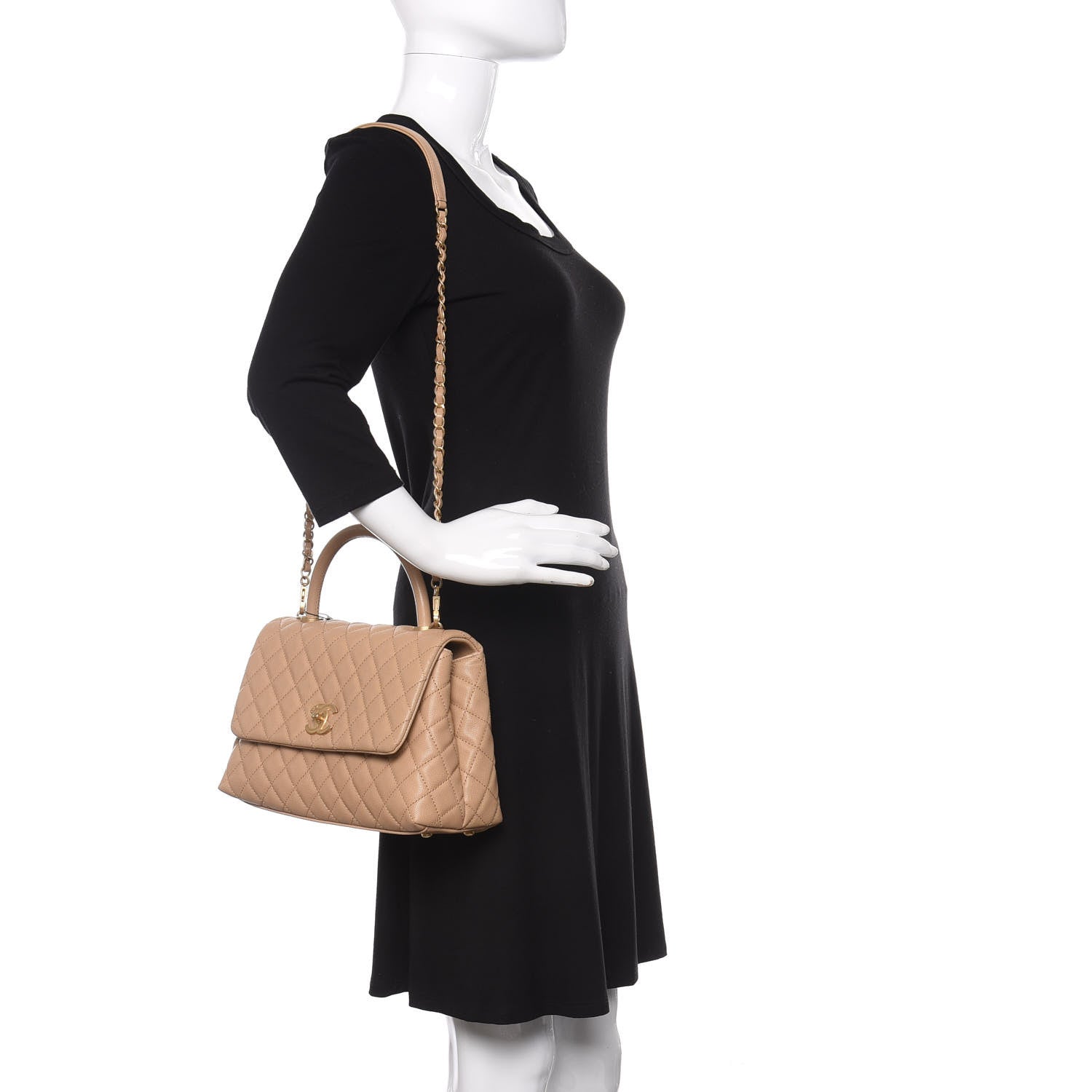 Chanel Caviar Quilted Small Coco Handle Flap Beige 2 of 11